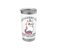 Caticorns Fly When They coming out the closet Cat Unicorn Fun Bicchiere termico in acciaio inox doppia parete