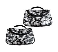 CATIEBYE 2pezzi Borsa Cosmetici Donna Zebra Grande Capacità Organizer da Viaggio per Cosmesi e Accessori Toiletry Resistente e Pratica per Outdoor e Camping