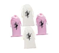 CATIEBYE 4pezzi Borsa Per Scarpe Da Balletto Con Coulisse Sacchetti Di Conservazione Per Scarpe Da Danza Borsa Morbida in Satin Rosa e Tela Bianca Per Ragazze e Viaggi Di Danza