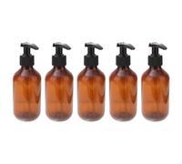 CATIEBYE 5 Flaconi Dosatori da 300ml in Marrone, Ricaricabili, per Shampoo e Bagnoschiuma, Lunga per Residui