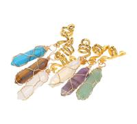 CATIEBYE 6 Pezzi Accessori per Chioma Pendenti Esagonali in Pietra Naturale e Metallo per Dreadlocks e Code di Cavallo, Stile Vintage Elegante per Occasioni Speciali