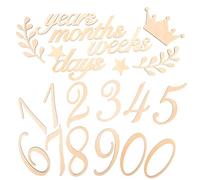 CATIEBYE Cartelli di Annuncio Nascita Numeri Mese in Legno Beige Set 1 Facili da Usare e Resistenti e Registrazione Crescita per Ragazzo Ragazza per Decorazione Shower