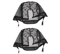 CATIEBYE Cuffie per Chioma Elastiche Nere 2 Pezzi in Garza Riutilizzabili a Rete a Forma di U per Feste e Costumi di Halloween