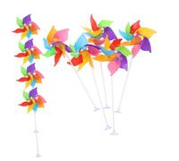 CATIEBYE Girandole per Giardino e Scrivania 18cm 7 Foglie Colorate 10 Pezzi Asta Cavo e Ventosa, Mulino a Vento Decorativo per Esterni, Decorazione a Girandola per Prato, Cortile e Festa