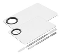 CATIEBYE Palette Make-up Leggere e Comode da Usare per Miscelazione Cosmetica Set 2 Tavolozze in Acciaio Inossidabile Argento per Fondotinta Art