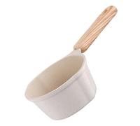 CATIEBYE Pentolino e Manico Antiscivolo in Legno in Lega di Alluminio da 250ml con Doppio Beccuccio e Riscaldare per Salsa per Cucina Domestica