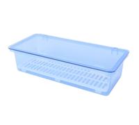 CATIEBYE Scatola Portaposate in Plastico Blu Coperchio, Contenitore per Posate Funzione di Drenaggio, per Cucina e Cassetto, Design Moderno e Semplice