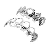 CATIEBYE Set 1 Pezzo Grill Argento a Forma di Zanna Vampiro, in Rame Strass, Facile da Installare, per Cosplay e Eventi a Tema Halloween