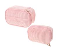 CATIEBYE Set 2 Pochette Trucchetti da Viaggio in Coste con Cerniera e Manico, Portatile e Resistente, Organizer Cosmetici Rosa per Donne e Ragazze, per Lavoro e Viaggi