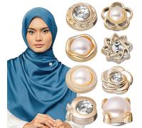 CATIEBYE Set di 8 spille magnetiche senza cuciture, per Hijab, sciarpe e capi di abbigliamento, fissaggio sicuro senza pinze, motivi vari, accessori leggeri e decorativi per vestito, velo, cardigan,