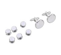 CATIEBYE Set Gemelli per Uomo e Bottoni da Camicia Rotondi in Smalto e Madreperla Stile Francese Elegante Chiusura Facile per Occasioni Formali e Business