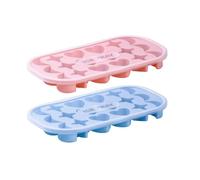 CATIEBYE Stampo Riutilizzabile per di 2 in Silicone e Pp con 18 Scomparti a Forma di Stella, Mezzaluna e Cuore con Coperchio per Freezer