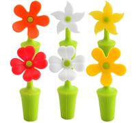 CATIEBYE Tappi per Bottiglia Design a Fiore, Facili da Usare e Pulire Set 6 in Silicone Colore Assortito Stili multipli Sigillante per e Whisky Stili multipli