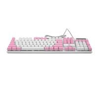 CATIEBYE Tastiera Meccanica da Gioco 104 Tasti Rgb Retroilluminata Rosa Tasti Sospesi e Supporto Ergonomico per PC Gaming e Ufficio