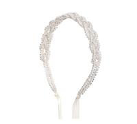 CATIEBYE Wedding bead hairband in ABS bianco con perline, cerchietto per capelli per spose e damigelle, ideale per matrimoni ed engagement