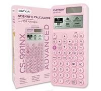 CATIGA Calcolatrice scientifica rosa con display HD in stile libro di testo, calcolatrice scientifica solare e a batteria per studenti universitari, liceali e ingegneria, menu icone e custodia rigida