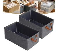 Cation Multi-Functional Folding Wardrobe, Closet Steel Frame Fabric Storage Drawers, Foldable Jeans Organizer for Closet, Ultra Space Clothes Drawer Organizer Closet with Handle (Grey*2)