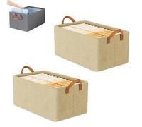 Cation Multi-functional Folding Wardrobe, Folding Wardrobe Storage Box, Large Wardrobes Clothes Storage Organiser with Handle, Drawer Type Wardrobe Storage Box for Various Bedding (Beige,2pcs)