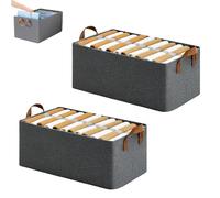 Cation Multi-functional Folding Wardrobe, Folding Wardrobe Storage Box, Large Wardrobes Clothes Storage Organiser with Handle, Drawer Type Wardrobe Storage Box for Various Bedding (Grey,2pcs)