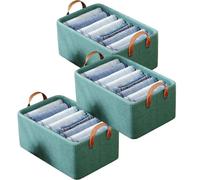 Cation Multi-Functional Folding Wardrobe, Pickelect Foldable Wardrobe Storage Boxes, Ultra Space Clothes Drawer Organizer Closet with Handle,Bedding/Toys (Green,3Pcs)