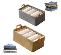 Cation Multi-Functional Folding Wardrobe, Pickelect Storage Boxes, Wardrobe Pants Storage Container, Ultra Space Clothes Drawer Organizer Closet, Stackable Storages Box for Clothes (grey+khaki)