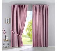 Cationic Jena 2019037-2 - Set di 2 tende con passanti nascosti, 250 x 300 cm (altezza x larghezza), effetto lino, oscuranti, con fermatenda, colore: rosa antico