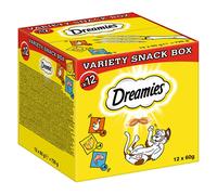 DREAMIES Variety Snack Box Bocconcini per gatti al gusto di pollo, formaggio e salmone 720 g