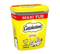 Catisfactions Snack per gatto, Formato Scorta 700g al gusto Formaggio, 2 Maxi Tub da 350gr ciascuno