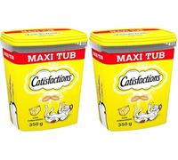 Catisfactions Snack per gatto, Formato Scorta 700g al gusto Formaggio, 2 Maxi Tub da 350gr ciascuno (Confezione da 2)