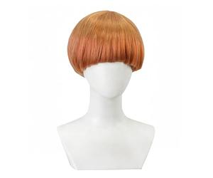 CATMEYE Parrucca Ginger a Taglio a Scodella per Uomo e Donna, Parrucca Corta Stile Fungo con Fascia, Fibra Sintetica Resistente al Calore, Calotta 50-56 cm, Costume Anni ’60/’70/’80 per Hal (Arancia)