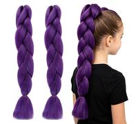 CATMEYE Set da 2 Extension Capelli Viola per Treccine, Capelli Sintetici Pre-Stirati per Intrecci, Morbidi e Leggeri per Cosplay, Halloween & Travestimenti (Viola)