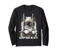 Catnip Made Me Do It Cat Prison Bars Cat Jail Ragdoll Cat Maglia a Manica