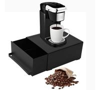 Catoco Cassetti per capsule di caffè, supporto per stampante, in acciaio al carbonio, nero, design minimalista, sotto il dispositivo, scrivania, accessori, scaffale, 27,5 x 22,2 x 11,5 cm