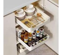 Catoco Kitchen Pull out Cabinet Organizer con adesivo Nano Film Carbon Steel Slide Out Drawer with Handle for Kitchen Bathroom Pantry