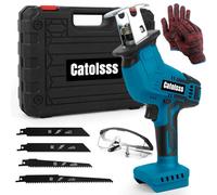 Catolsss Sega a sciabola a batteria compatibile con Makita 18 V, 0 - 3500 colpi/min, variabile, con 4 lame per metallo/legno/PVC (senza batteria)