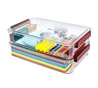 CATOOMUU 5.5qt Portable Project Case 21,6 x 27,9 cm trasparente impilabile in plastica con coperchi organizer contenitori per documenti A4 carta foto documenti scrapbook artigianato arte scuola