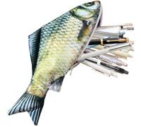 CATOR 1 Pcs Astucci a Forma di Pesce Porta Matita Case a Pesce Porta Moneta Moneta Case Divertente per Fornitura di Aula Scuola con Imbottito Spessa Fodera di Schiuma Regali di Pesce - Ciano