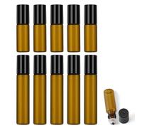 CATOR 10 Pezzi Roll On Vuoto per Oli Essenziali, 3/5 ml Marrone Roll On Bottiglia Boccette Vuote Contenitore Flaconcini Vuoti con Sfera in Acciaio Inossidabile per Profumi Aromaterapia Massaggio