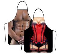 CATOR 2 pcs Grembiule Donna & uomo Sexy Divertente Novità Cottura Cucina Barbecue Partito Cosplay Grembiule Grigliare Grembiule da Cucina grembiule cucina Donna grembiule cucina uomo