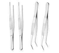 CATOR 4 Pinzette modellismo, Pinzette piegate smussate, in acciaio inox da 14 cm, professionali, antiscivolo, lunghe e dritte, pinzette angolate