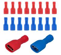 CATOR Connettori rapidi femmina in vinile completamente isolati 6.3 x 0.8 mm, faston elettrici, rosso per 0.5-1.5 mm² (22-16 AWG), blu per 1.5-2.5 mm² (16-14 AWG), confezione da 80 pz