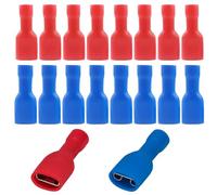 CATOR Connettori rapidi femmina in vinile completamente isolati 6.3 x 0.8 mm, faston elettrici, rosso per 0.5-1.5 mm² (22-16 AWG), blu per 1.5-2.5 mm² (16-14 AWG), confezione da 60 pz