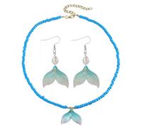 CATOR Regalo Stile spiaggia Collane Regalo per Collana Donna regalo Compleanno Regalo per Cuore Diamante Collana Pendent Coda di pesce mit Orecchini