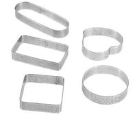 Catphy 5 pezzi Anello per torta 304 ANCHINO CARCHIO ACCIAIO IN ACCIAIO IN ACCIAIO DELLA CARCHIO ROURNO/CUORE/RECTALGLE/OVALI(argentato,5)