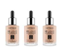 Catrice Fondotinta HD Liquid Coverage, n. 020, Nude, a lunga durata, opacizzante, opaca, vegana, senza olio, impermeabile, senza alcool, confezione da 3 (3 x 30 ml)