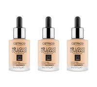 Catrice HD Liquid Coverage Fondotinta, Make up, Liquido Impermeabile con Pipetta, Trucco per il Viso, 3 x 30 ml, n.º 005 Marfil Beige