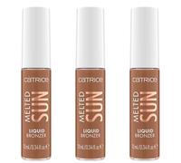Catrice Melted Sun Liquid Bronzer, n. 025, marrone, lunga durata, definendo, altamente pigmentato, naturale, opaco, vegano, senza olio, senza profumo, senza alcool, confezione da 3 (3 x 10 ml)