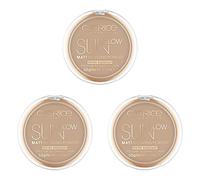Catrice Sun Glow Matt Bronzing Powder, cipria abbronzante, resistente all'acqua, n. 035 Universal Bronze, marrone, per pelli miste, opacizzante, opaco, vegano, confezione da 3 (3 x 9,5 g)