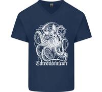 Catronomicon Diavolo Polpo Mito Del Gatto Maglietta In Cotone A V Per Uomo