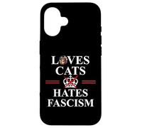 Cats Against Fascism No Kings US Protest Anti Fascism Resist Custodia per iPhone 16